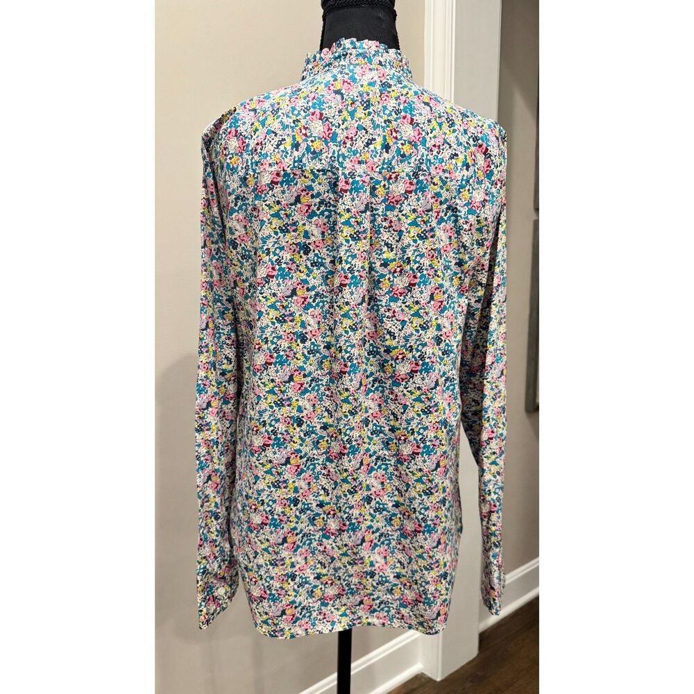 J.Crew Liberty Print Floral Ruffle Collar Button-Down Shirt – Size 8 (Runs Slim) - Picture 3 of 10